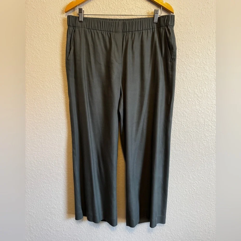 J.Jill Women Gray Linen Blend Pull On Pants Elastic Waist Casual Size M